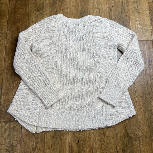Anthropologie MOTH Women's Nubby Sweater Ivory V Neck Alpaca Wool Side Zip Sz S - Picture 6 of 6